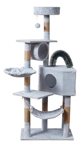 Torre Con Postes Rascadores Para Gato, Árbol De Actividades Color Gris