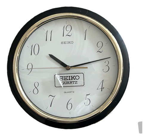 Reloj De Pared Seiko Modelo Esférico Negro Dorado Vintage