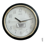 Reloj De Pared Seiko Modelo Esférico Negro Dorado Vintage