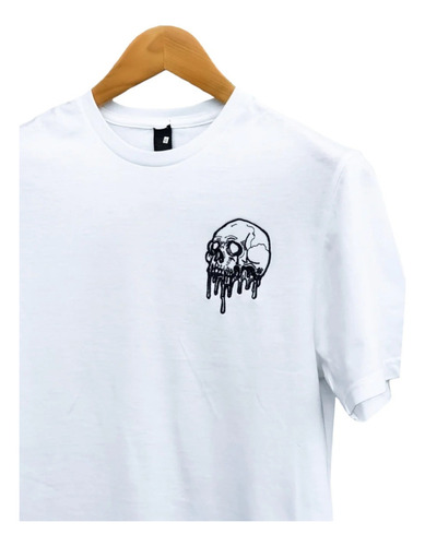 Polera Skull Drip Bordada Unisex