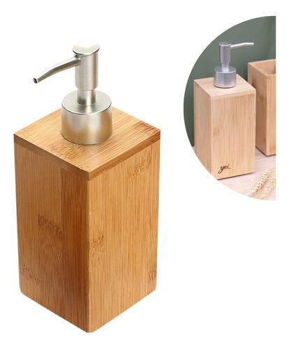 Dispenser Porta Sabonete Líquido Em Bambu Banheiro Lavabo