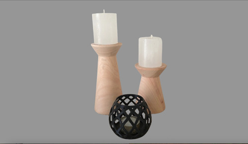 Candelabro Porta Vela Madera Saligna Recuper. #galaxy.market