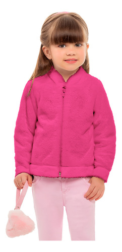 Jaqueta Infantil Menina Fleece Plush Inverno Fúcsia Kamylus