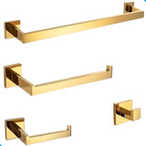 Kit Acessórios Banheiro Inox304 Lavabo Conjunto Dourado Gold