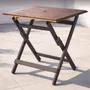 Mesa De Metal Madera 70x70cm Plegable Jardin Exterior Bar Marrón
