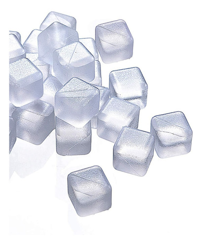 Pack 20 Cubos De Hielo Reutilizables De Plástico Color Transparentes