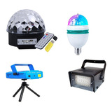 Kit Festa Dj Laser Globo Strobo 24 Leds Lampada Rotativa