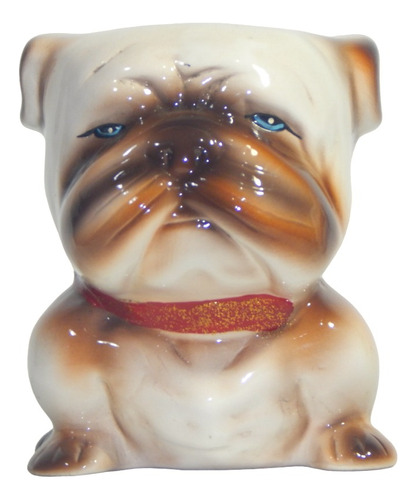 Antigo Cofre Cão Bulldog Porcelana 10 X 10 Cm