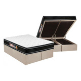 Cama Box Baú Queen: Colchão Espuma Castor D33 Black E White