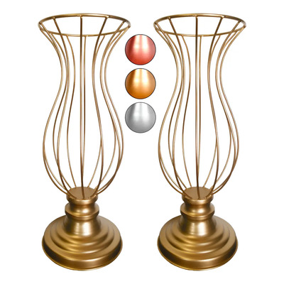 2 Vasos Armação Jarros 40cm Para Pedraria Decoração De Festa Cor Dourado Vaso Armação Decoração | Parcelamento sem juros