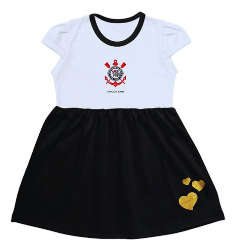 Vestido Infantil Corinthians Canelado Torcida Baby