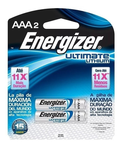 Pila Aaa Energizer Ultimate Lithium L92 Cilíndrica - Pack X2