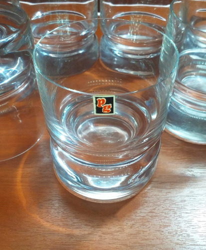 Vasos De Whisky Pg X 7 Vidrio Liso Base Pesada Sin Uso