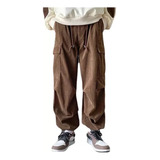 Pantalones De Pana Hombre Cargo Hip Hop Con Bolsillo Grande