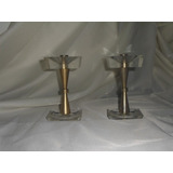 705- Par De Candelabros Acrilico Y Bronce Vintage