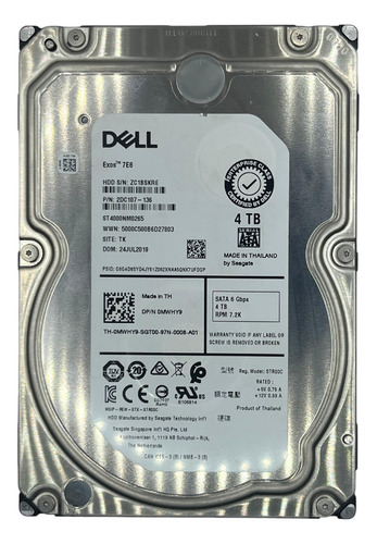 Hd Dell 4tb 7.2k 3,5 Sata 6gb 0mwhy9 Mwhy9 *