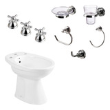 Juego Completo Bidet Roca + Grifería Peirano + 5 Accesorios