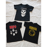 Lote Remeras Niño Niña Kiss Misfits Nirvana Bandas Punk Rock