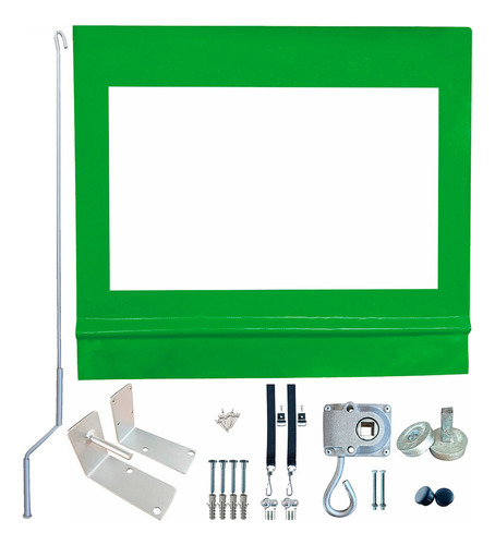 Toldo Retratil Cortina 3,74 X 2,50 Kit Cor Verde - Transparente No Meio