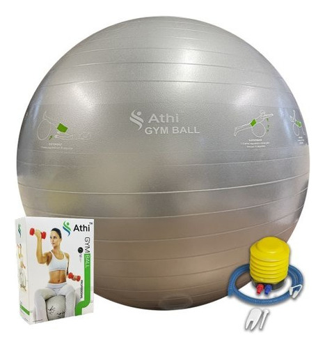 Bola Ginástica Profissional - Gym Ball 75cm - Prata - Athi