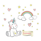 Vinilo Decorativo Infantil Unicornio Con Nombre - Pared 2m