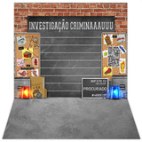 Fundo Fotográfico Pet Shop Cenário Tecido 1,20x1,70 Vertical Desenho Impresso Investigação Criminal Policia Pet-68