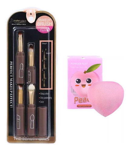 Kit Maquillaje Set X5u Brochas + Esponjita Mini Duraznito