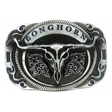 Fivela Country Longhorn Bull Especial Prateada Cowboy