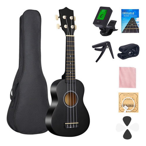 Kit De Ukulele Soprano Acústico 21in Con Afinador Y Estuche