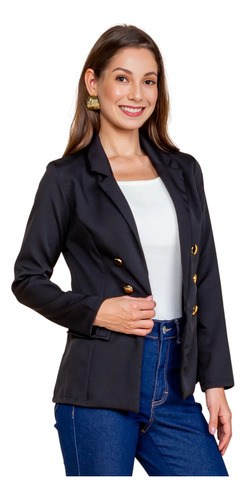 Blazer Feminino Sobretudo Alongado Alfaiataria Luxo Social