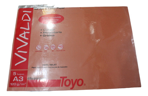 Papel Impresion Injet Laser 5 Hjs Vivaldi A3 120gr Terracota