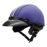 Capacete Coquinho Scooter Moto Elétrica Bike Couro Roxo