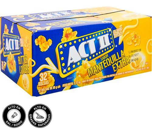 Palomitas De Maiz Act Ii 32 Und X 85 G - Kg a $3053