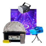 Combo Super Luces Dj Bola Led + Laser Lluvia + Flash Led 10w