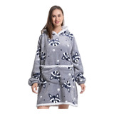 Pijama De Mujer Buzo Manta Corderito Oversize Mapache