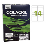 Etiqueta Adesiva A4 99,1x38,1 C/100 Fls X14 Ca4363 Colacril