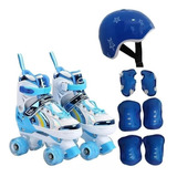 Patins Infantil Quad Ajustável+ Kit Proteção Rodas Led - 10x