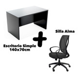 Escritorio Para Oficina Melamina 140x70cm + Silla Alma Color Negro