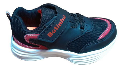 Tenis Botinho Menino Infantil Preto/vermelho Velcro Macio 