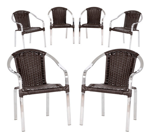 Jogo Com 6 Cadeiras De Piscina Em Aluminio E Fibra Toquio