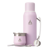 Termo Agua Lukout 1000 Ml + Mate 170 Ml Kit Lila 