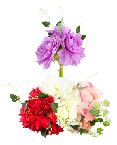 Ramo De Peonias Bouquet Artificial 30cm Calidad Premium