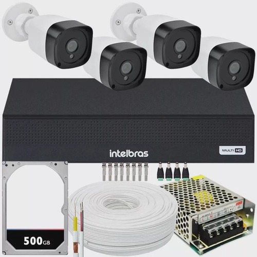 Kit Cftv 4 Cameras Segurança Full Hd 1080p Dvr Intelbras 8ch