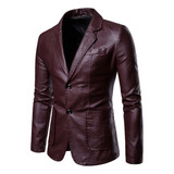 Oferta De Blazer De Couro Slim Fit Para Homens [u]