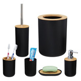 Cepillo Wc Set De Baño 6 Piezas Dispensador Portacepillos