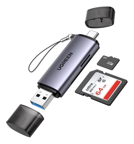 Leitor De Cartão Ugreen 2 Em 1 Usb Tipo C 3.0 Micro Sd Tf