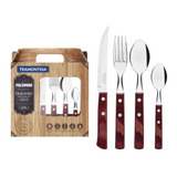 Set Juego De 24 Cubiertos Asado Tramontina Polywood Acero