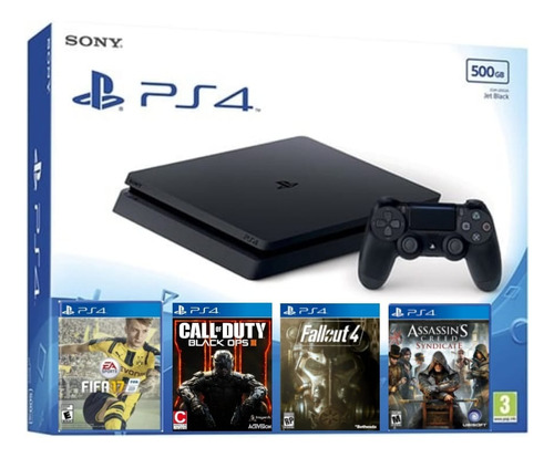 Playstation 4 Slim 500gb Incluye 4 Juegos Fifa17