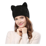 Sombrero De Mujer Con Orejas De Gato, Gorros De Punto Trenza