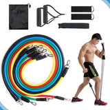 Kit Academia Elástico Extensor 11 Peças Fitness Exercício